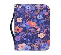 Ceudet Bible Cover,Purple and Pink Bible Carrying Book Case for Women,Protective Church Organizer Holder Bag with Handle Pockets,Christian Gift for Girls,Tropical Flowers and Plants,XL