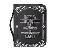 Ceudet Biblical Aphorism Grey Cool Bible Covers for Women Men PU Leather Bible Case Girls Lightweight and Portable Bible Tote Bags with Durable Handle Multi-Functional Storage Bag L