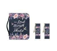 Ceudet Bird Flowers Bible Covers Case for Women Girl Large Size Bible Carrying Case PU Leather Bible Tote Bag Genuine Leather Bookmarks 2 Packs