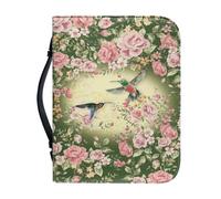Ceudet Birds Flower Bible Covers for Women Large Size PU Leather Bible Carrying Case Zip Around Bible Protector Waterproof Multi-Purpose Bible Tote Bag