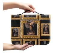 Ceudet Black Dachshund Print Bible Cover for Women Men, Bible Bag or Book Cover Case with Bookmark Handle Church Carrying Case Large Zippered Bible Protector