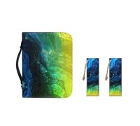 Ceudet Blue Green Marble Bible Cover for Women Teens Girls PU Leather Bible Carrying Case with Pen Slots Leather Bookmark Bible Study Supplies Organizer