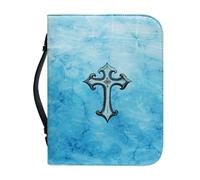 Ceudet Blue Marble Veining and Cross Bible Covers for Women Girls Starry Night Bible Carrying Case Waterproof Biblewith Handle and Organizer Church Bag