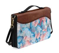 Ceudet Butterfly Cross Print Lightweight Bible Book Cover, Women's Bible Cover Bible Case with Shoulder Strap, Lightweight Bible Carrying Case Church Bag for Bible Study, Gift for Christian, 2XL