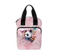 Ceudet Butterfly Panda Floral Pink Print Bible Cover Carrying Book Case Church Bag Biblewith Handle Tote Bible Bag Gift for Men Women Kids