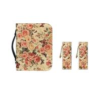 Ceudet Butterfly Rose Bible Covers Case for Women Girl Large Size Bible Carrying Case PU Leather Bible Tote Bag Genuine Leather Bookmarks 2 Packs