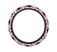 Ceudet Car Steering Wheel Cover Universal 15 inch Black White Milk Cow Print Elastic Steering Wheel Covers Anti-Slip Steering Wheel Protector Car Interior Accessories for Most Cars