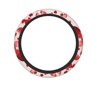Ceudet Car Steering Wheel Cover Universal 15 inch Falling Red Hearts Print Elastic Steering Wheel Covers Anti-Slip Steering Wheel Protector Car Interior Accessories for Most Cars