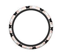 Ceudet Cartoon Bunny and Kitten Elasticity Steering Wheel Cover Microfiber Soft-Touch Steering Wheel Covers Steering Wheel Protector for Women and Men (15 inch)