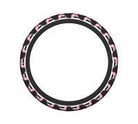 Ceudet Cartoon Flamingo Elasticity Steering Wheel Cover Microfiber Soft-Touch Steering Wheel Covers Steering Wheel Protector for Women and Men (15 inch)