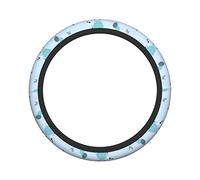 Ceudet Cartoon Hot Balloon Panda Blue Elasticity Steering Wheel Cover Microfiber Soft-Touch Steering Wheel Covers Steering Wheel Protector for Women and Men (15 inch)