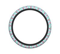 Ceudet Cartoon Tropical Plant Flamingo Elasticity Steering Wheel Cover Microfiber Soft-Touch Steering Wheel Covers Steering Wheel Protector for Women and Men (15 inch)