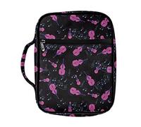 Ceudet Cello Music Note Pattern Bible Cover Carrying Book Case Multi-Functional Bible Case Stationery with Pen Slots and Internal Pockets Bible Organizer