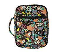 Ceudet Colorful Heart Floral Print Bible Cover Case for Women Men with a Bookmark Bible Cover Bag with Pockets and Zipper for Study
