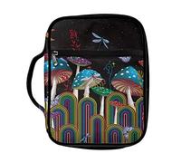 Ceudet Colorful Mushroom Bible Cover Carrying Book Case Multi-Functional Bible Case Stationery with Pen Slots Bible Organizer