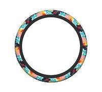 Ceudet Colorful Waves Elasticity Steering Wheel Cover Microfiber Soft-Touch Steering Wheel Covers Steering Wheel Protector for Women and Men (15 inch)
