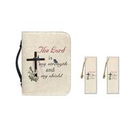 Ceudet Cross Butterfly Women Bible Carrying Case Bible Tote Bag for Man Large Bible Covers PU Leather Bible Organizer Bag Leather Classic Stitched Bookmark 2 Packs