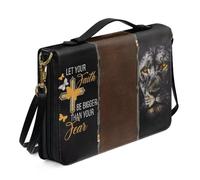 Ceudet Cross Verse Tiger Print Lightweight Bible Book Cover, Women's Bible Cover Case with Strap, Leather Bible Carrying Case Church Bag for Bible Study, Bible Accessories Gift for Christian, M