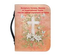 Ceudet Custom Bible Cover for Women - Stylish Personalized Bible Case with Handles - Bible Bag Journal Case,Add Names,Scriptures,Inspirational Texts,Customized Floral Cross,M