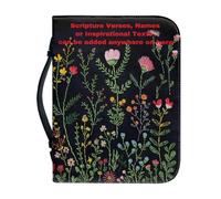 Ceudet Custom Faux Leather Bible Covers for Women,Personalized Bible Case for Girls, Bible Bag,Add Names,Scriptures,Inspirational Texts,Customized Flowers and Plants,XL