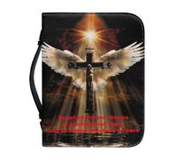 Ceudet Custom Leather Bible Cover Case for Men Personalized Bible Case Add Name,Scripture,Inspirational Words,Large Bible Tote Bag,Customized Wings Cross,2XL