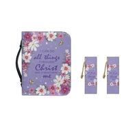 Ceudet Daisy Bible Covers Case for Women Girl Waterproof PU Leather Bible Carrying Case Multi-Purpose Bible Tote Bag Durable Leather Bookmark Handmade 2 Packs