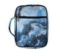 Ceudet Dark Blue Marble Bible Covers for Women Men Waterproof Bible Bag Bible Pouch Bible Box Bible Carrying Case Church Bag Biblewith Handle and Zippered Pocket Western Bible Case