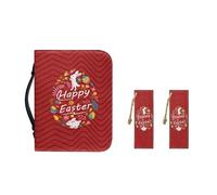 Ceudet Easter Bunny Egg Red Bible Covers for Women Men PU Leather Bible Case Girls Lightweight Bible Tote Bags with Bookmark Multi-Functional Bag