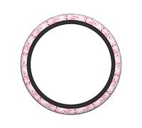 Ceudet Flamingo Background Elasticity Steering Wheel Cover Microfiber Soft-Touch Steering Wheel Covers Steering Wheel Protector for Women and Men (15 inch)