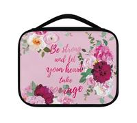 Ceudet Floral Bible Case for Women Men with Verse, Lightweight Bible Cover with Handle Pocket, Be Strong and Let Your Heart Take Courage Bible Carrying Case Bible Study Supplies Organizer