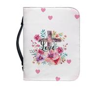 Ceudet Flower Cross with Love Bible Covers for Women Large Size Bible Carrying Bag for Women Leather Carrying Bible Case Protects Your Prayer and Scripture Study Items