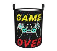 Ceudet Funny Gamer Round Laundry Hamper Game Joystick Storage Basket Toys Clothes Organizer Bin For Home Bathroom Bedroom Dorm Nursery, 62l