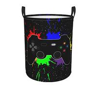 Ceudet Game Joystick Round Laundry Hamper Gaming Storage Basket Toys Clothes Organizer Bin For Home Bathroom Bedroom Dorm Nursery, 38l