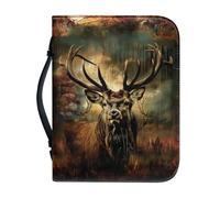 Ceudet Gothic Style Deer Bible Covers for Men Boys PU Leather Bible Case Book Carrying Handbag Portable Bible Study Church Tote Bags with Handle Scripture Journaling Organizer Protector