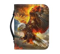 Ceudet Large Bible Cover for Men, Carrying Book Case Church Bag Biblew/Pen Slots and Zippered Pocket, Gift for Women Lady,Bald Eagle,L