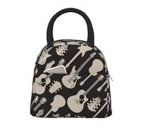 Ceudet Large Insulated Lunch Bag Women, Reusable Cute Tote Lunch Box for Men, Leakproof Cooler Lunch Bags,Guitar Pattern Print
