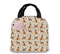 Ceudet Lunch Bag Small Boxer Dog Coffee Fabric Boxers and Coffees Tan Lunch Box Insulated Bag Tote Bag for Men/Women Work Travel