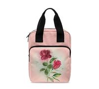Ceudet Painted Rose Flower Print Bible Covers for Women Men Bible Case with Multiple Pockets Bible Book Carrying Tote Bag with Pen Slots & Strong Handle