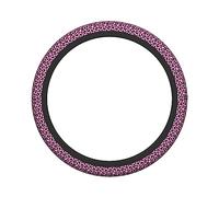 Ceudet Pink Spotted Leopard Print Elasticity Steering Wheel Cover Microfiber Soft-Touch Steering Wheel Covers Steering Wheel Protector for Women and Men (15 inch)