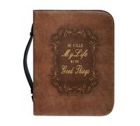 Ceudet PU Leather Bible Cover for Women Men Bible Case with Handle, Bible Carrying Case Church Protector Bible Bags,Psalms,2XL