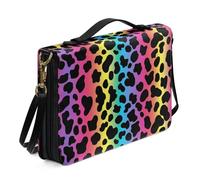 Ceudet Rainbow Leopard Print Bible Covers for Women Book or Bible Carrying Case with Strap & Top Handle PU Leather Bible Case Bag Church Bag Scripture Bag Case Gift for Christian