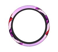 Ceudet Red and Purple Roses 15in Thickened Steering Wheel Cover, Non-Slip Wear-Resistant Elastic, Suitable for Cars SUV Trucks