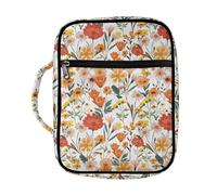 Ceudet Red Flowers Bible Tote Bag Bible Holder Case Bible Cover with Zipper and Handle Waterproof Bible Bag Carrying Book Case Cover with Handle Mlulti-Pockets & Pen Slots for Men Women Kids
