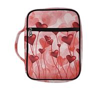 Ceudet Red Heart Shape Pattern Bible Covers Bible Case for Women Bible Book Carrying Bag Kids Scripture Case Church Bag Bible Bag with Handle Pockets Zippered Pocket
