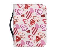 Ceudet Red Love Bible Carrying Bag Bible Accessories Women Men Bible Covers Case Pu Leather Bible Carrying Case with Handle Waterproof Bible Protector Multi-Purpose Bible Tote Bag-M