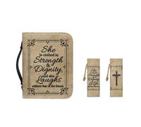 Ceudet Retro Cross Bible Covers for Women Multi-Purpose Bible Holder Case PU Leather Bible Tote Bag Waterproof Genuine Leather Bookmarks for Bookworms 2 Packs