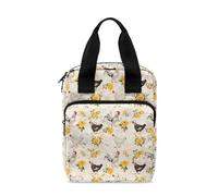 Ceudet Rooster Chicken Bible Tote Bag for Women, Portable Lightweight Bible Cover with Handle Pocket, Multi-Functional Durable Bible Case with Pen Storage Bible Study Supplies Bag, Beige