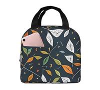 Ceudet Small Leaves Pattern Style4 Insulated Lunch Bag - Versatile Lunch Box for Men and Women - Ideal for Work, University Life, Travel, and Outdoor Activities