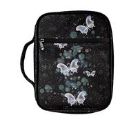 Ceudet Starry Night Butterfly Print Bible Cover Case for Women Men with a Bookmark Bible Cover Bag with Pockets and Zipper for Study