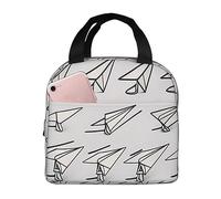 Ceudet Stick Figure Style Paper Planes Insulated Lunch Bag, Thermal Freezable Lunch Tote Waterproof Bento Lunch Box, Women Men Lunch Tote for Picnic, Office, Beach